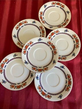 Vintage IMARI CROWN MING Jian Shiang Fine China Saucers SET of 6